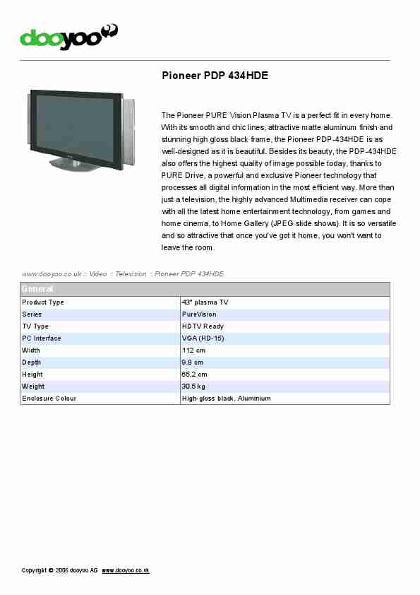 Pioneer Flat Panel Television PDP 434HDE-page_pdf